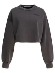[Alexander Wang] Alexander Wang-Cropped Crewneck Sweatshirt Sweatshirts Nero-Donna S