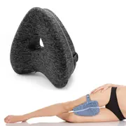 Memory Foam Leg Pillow Cushion Knee Support Washable Cover Side Sleeper-Grey