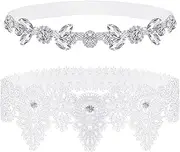 [XolngYYeng] 2 PSC Wedding Bride Garter Crystal Garter Belt Set with Bridal Rhinestone for Wedding Bride Leg Decor