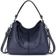 Nevenka Handbags for Women Large Designer Ladies Hobo bag Bucket Purse Faux Leather-Darkblue