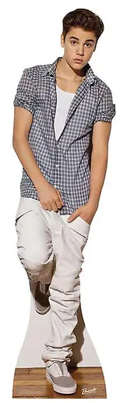 Starstills Justin Bieber wearing Check Shirt Lifesize Cardboard Cutout / Standee