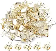 Gold Binder Clips, Mini Paper Clip, Small Paper Clamps 15mm (5/8 inch), 100 Pack Micro Size Office Clips for Home School and Business (Gold)