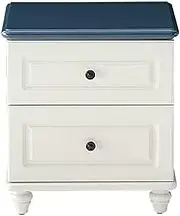 Wooden Side Table with 2 Drawers Bedside Table for Living Room Bedside Table Bedroom Office L 42.3 x W 37.1 x H 45.6 cm, White