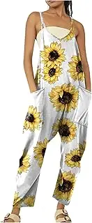 [Generic] Pantsuit Rompers for Women Womens Casual Jumpsuit Suspenders Sexy Wide Leg Overalls Casual Printed Trousers Long Sleeve Jumpsuits for Women Sexy