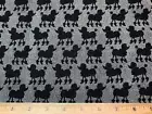 Dog Fabric FQ Bonjour Parisian Black Poodle Grey Cotton Timeless Treasures
