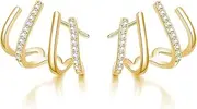 [Reffeer] Solid 925 Sterling Silver Half Hoop Earrings Wrap for Women Cuff Earrings Piercings Studs