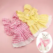 Pet Skirt Pet Supplies Plaid Skirt Pet Flying Shoulder Sleeve Plaid Skirt Sweet❥