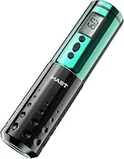 Mast Lancer Cordless Rotary Tattoo Pen Machine 2Pcs Replaceable 1900mAh Batteries Digital LED Display Power Supply Q015 (Green)