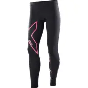 2XU Girls Compression Tights | Black/Hot Pink Logo