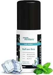 Man Matters Underarm Deodrant Roll-on 50 ml | Long Lasting Cooling Freshness, Removes Bad Odour, Brightens Underarms | 4% Lactic acid, 1% Aloe Vera & Menthol | Suitable for Sensitive Skin