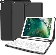 KenKe Keyboard Case for iPad 6th Generation (2018) / iPad 5th Gen (2017) / iPad Air 2 / Air 1 with Built-in Pencil Holder, Detachable Wireless Bluetooth Keyboard Cover for iPad 9.7 inch, Black