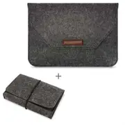 Portable Air Permeable Felt Sleeve Bag for MacBook Laptop, with Power Storage Bag, Size:15 inch(Black)