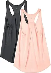 [icyzone] Women's Sports Tank Top, Loose, Lightweight Yoga Shirt, Jogging Fitness Tank Tops, Sleeveless, Casual Tops