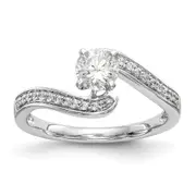 14kw Peg Set Diamond Round CZ By Pass Engagement Ring