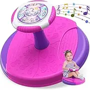 HYES Unicorn Swivel Chair for Children, Sit and Spin Carousel Toy, 360° Spun Chair with LED Lights and Music, Rotating Carousel, Sensory Toy Boys Girls Age 2-4