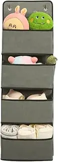 [YIAGUN] Over The Door Storage Organiser,Foldable Hanging Storage, Wardrobe Storage Organizer with 4 Pockets, Behind Door Hanging Closet Storage with, for Bedroom, Living Room (Grey)