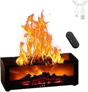 Mini Fireplace Diffuser, Fireplace Humidifier Flame, Fireplace Essential Oil Diffuser, Simulated Fireplace Flame Humidifier, Mini Fireplace Diffuser Humidifier,Fireplace Oil Diffuser with Remote (A)