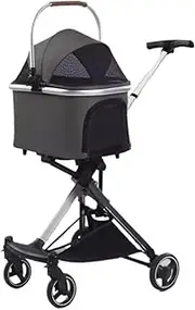 Dog Stroller Pet Stroller Cat Stroller Foldable Pet Stroller 3 In 1 Dog Stroller Pet Carrier Strolling Cart With Storage Basket For Cats And Dogs Dog Strollers ( Color : Dark gray , Size : 57*48*97cm