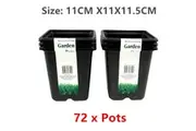 72 x Large Square Plastic Garden Pot 11CM Planter Vase Flower Vegetable Seedling