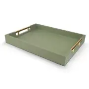 Wooden Decorative Coffee Table Tray, 16" Serving Tray with Handles, Matte Fin...