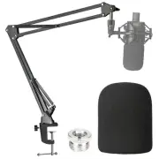 Audio-Technica AT2020 Mic Boom Arm with Foam Windscreen, Suspension Boom Scis...