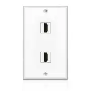 HDMI Wall Plate (2 Port, White) HDMI Socket Plug Insert Jack Outlet Panel Mount