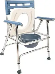 Height Bedside Commode Chair Toilet Chair for Adults Adjustable Shower Chair with Arms and Back Mobile Toilet for Adults Folding Lightweight Commode