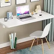 Foldable Wall Mounted Computer Desk for Small Spaces White Folding Table with Multi Size Options Ideal for Kitchen or Dining Area Space Saving Fold Down Workstation