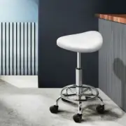 Adjustable Height Salon Stool Saddle Seat Design Barber Hairdressing Chair White