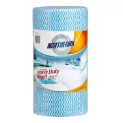 Northfork Heavy Duty Wipes Perforated Roll Cloth Cleaning Blue/White Roll 90