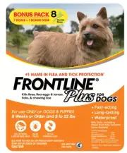 Frontline Plus Flea and Tick Dog Treatment 5-22 lb, 8 Doses, Exp 2027