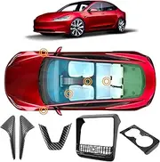 X-CAR Carbon Fiber Style Panel Trim Set for Tesla Model 3 Highland 2023-2025 Side View Camera Rear AC Vent Steering Wheel Cup Holder