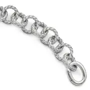 8 Inch Sterling Silver Polished Textured Bracelet - Hidden Clasp