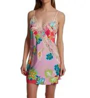 NATORI Marbella Floral Print Chemise Silky Satin and Lace Size S NWT $180