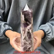 2.53LB Natural dreamy amethyst obelisk quartz crystal point tower healing XA2176