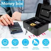 Cash Box with Money Tray and Lock Metal Money Box with 8 Compartment Tray·-·