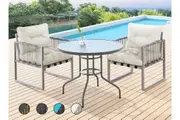 ALFORDSON Outdoor Glass Dining Table Lounge Chairs Patio Furniture Round Wicker