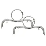 2Pcs Metal Purse Frame, 9" Arch Kiss Lock Clasp Frame Embossed(Silver)
