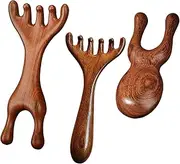 Sandalwood Wide-tooth Scalp Massage guas- Sha Comb, Scalp Massager Set, Wooden Massage Comb With Wide Tooth, Hair Massager, Relieves Stress Fatigue, Scalp detoxs Hair Care Tool For Women Mom Sister