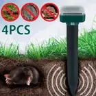 4 Pack Solar Mole Repellent Waterproof Outdoor Ultrasonic Snake Repeller Gogne
