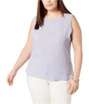 Anne Klein Womens Sleeveless Pullover Blouse, Grey, Plus Size, 3X