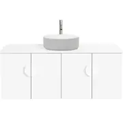 CIBO 1200mm White Mornington White Wall Hung Vanity with Light Grey / White Basin and White Handles