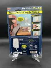 Presto Plug Wall Outlet Extender 4 ft Cord Peel & Stick As Seen On TV 2 AC 2 USB