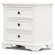 Celosia Bedside Table 3 Drawers Storage Cabinet Nightstand End Tables - White