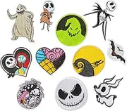 JEFUZH Christmas Iron on Patches, Embroidered Applique Frightened Night Iron on Patches for Clothes, Hats, Jeans, Skirts, Backpacks, Etc(11PCS)