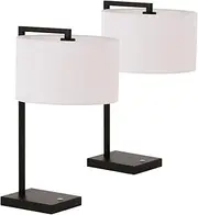 Beacon Lighting Maya 1 Light Table Lamp in Black, 2 Pack, with USB