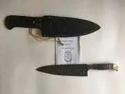 Damascus Steel Custom Handmade Knife "Chef #4" Ribbed by Nazarov Forge