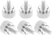 uxcell 6 Pcs 6#32 Knurled Thumb Screw Computer Case Threaded Hand Tighten Screws Aluminum Alloy for PC Case, Silver