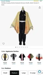 Pelidbe Anime Agatsuma Zenith Kimono Outfit Size Med.