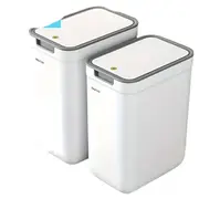 2pcs Sleek White Trash Cans with Odor-Seal Lids